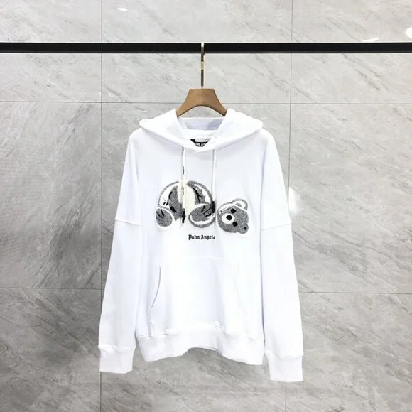 NWT Palm Angels White Decapitation Bear Skull Hoodie White